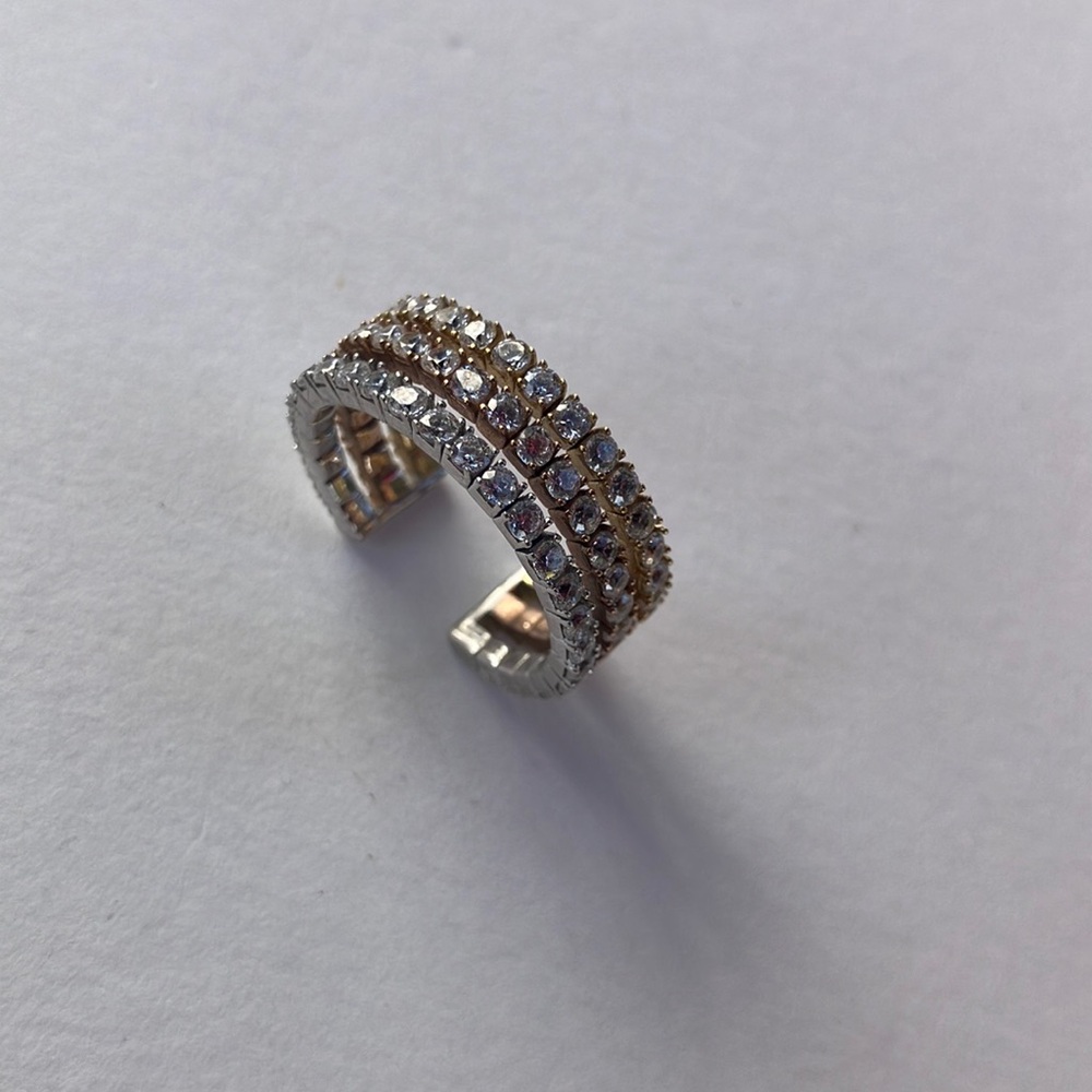 Cuff Style Tricolor Sterling with Cubic Ring